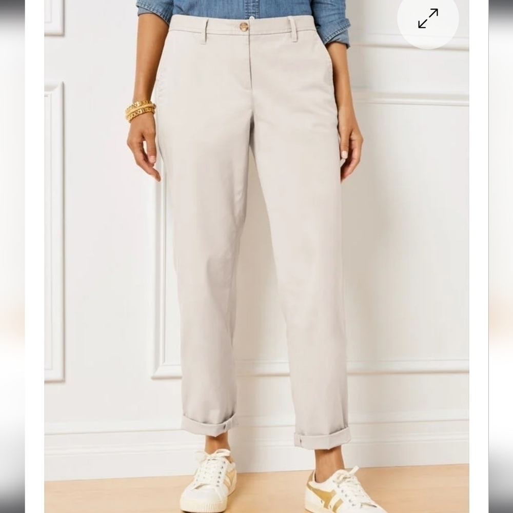 Talbots Petite Below The Waist Relaxed Chino Ankle Length Cropped Pants